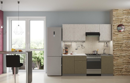 Кухонный Гарнитур Олива Бетон МДФ 1600/1700/1800/2000/2100 мм