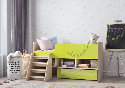 Кровать Юниор-3 МДФ 3 Д (Д-1430 х В-1100 х Г-800 мм/сп.место 1400 х  700 мм)Разные Цвета