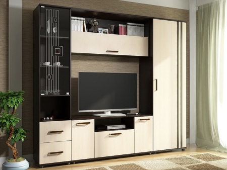 Гостиная Арктика-7 Венге/Дуб Молочный (Д-2200 х В-1950 х Г-393 мм)